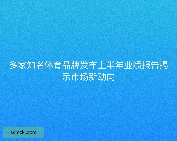 多家知名体育品牌发布上半年业绩报告揭示市场新动向