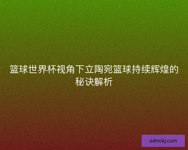 篮球世界杯视角下立陶宛篮球持续辉煌的秘诀解析